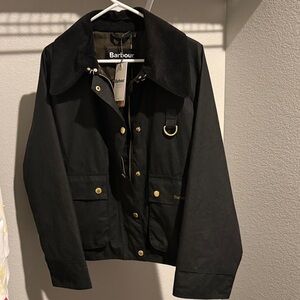 NWT Barbour Black Waxed Reighton Spey Barn Jacket